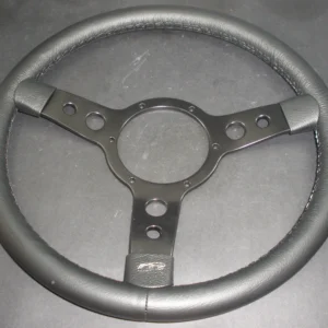 STEERING WHEEL - 14" - 3 SPOKE - LEATHER DISH BLACK