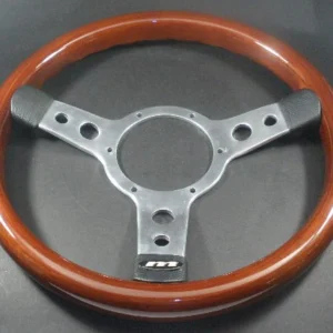 STEERING WHEEL - 13" - 3 SPOKE - WOOD RIM POLISHED