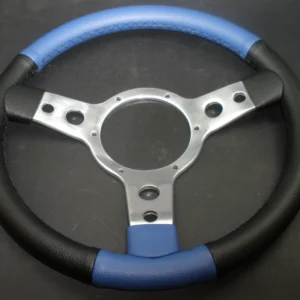 VINYL 13" SEMI DISHED STEERING WHEEL BLACK AND BLUE