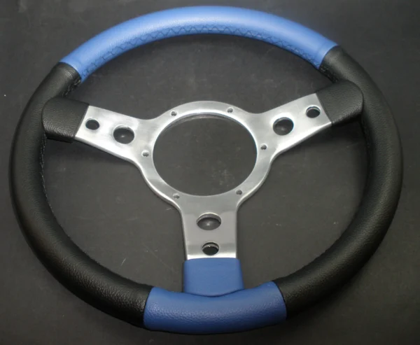 VINYL 13" SEMI DISHED STEERING WHEEL BLACK AND BLUE