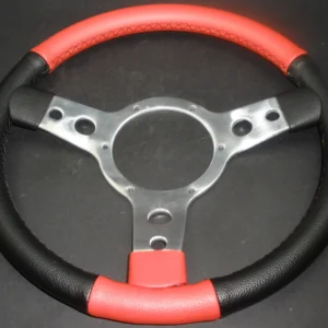 * VINYL 13" SEMI DISHED STEERING WHEEL BLACK AND RED
